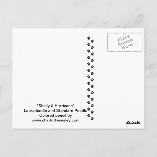 Carte postale Labradoodle et Standard Poodle Dog A (Dos)