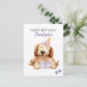 Carte Postale Labradoodle Joyeux Anniversaire Personnalisé (Debout devant)