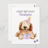 Carte Postale Labradoodle Joyeux Anniversaire Personnalisé (Devant / Derrière)