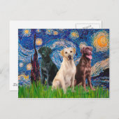 Carte Postale Labrador (3) - Nuit étoilée (Devant / Derrière)