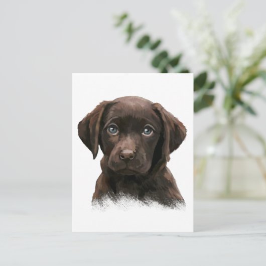Carte Postale Labrador chocolat (Debout devant)