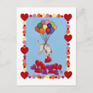 Carte Postale Labrador jaune collectionnant LOVE (encadré)