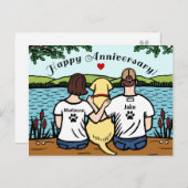 Carte Postale Labrador jaune et maman et papa (Devant / Derrière)