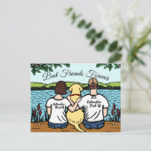 Carte Postale Labrador jaune et maman et papa (Debout devant)