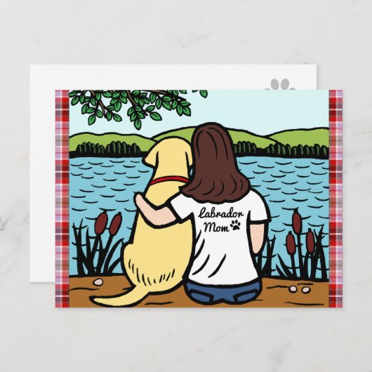 Carte Postale Labrador jaune et maman longue (Devant / Derrière)