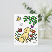 Carte Postale Labrador jaune et vert (Debout devant)