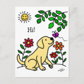 Carte Postale Labrador jaune et vert (Devant)