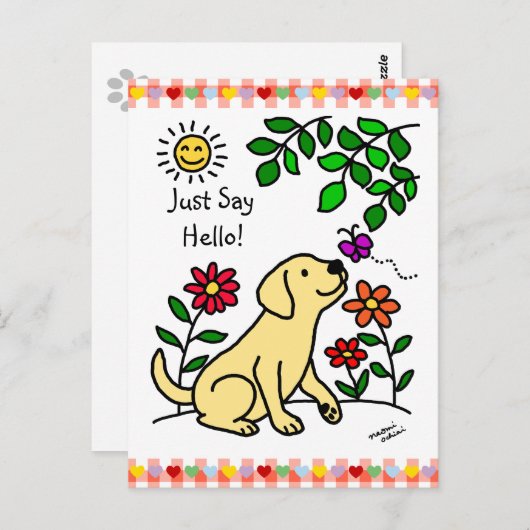 Carte Postale Labrador jaune et vert (Devant / Derrière)