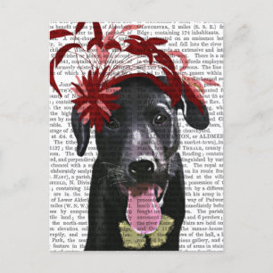 Carte Postale Labrador Noir Avec Fascinateur Rouge