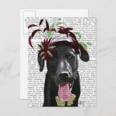 Carte Postale Labrador Noir Avec Fascinateur Vert (Devant / Derrière)
