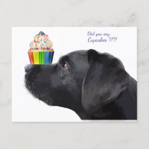 Carte Postale Labrador Noir - Avez-vous dit Cupcakes - Amateur d