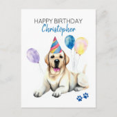 Carte Postale Labrador Personnalisé Joyeux Anniversaire (Devant)
