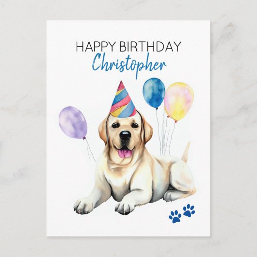 Carte Postale Labrador Personnalisé Joyeux Anniversaire (Devant)