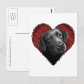 Carte Postale Labrador Retriever avec coeur (Devant / Derrière)