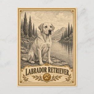 Carte Postale Labrador Retriever, chien patrimonial vintage