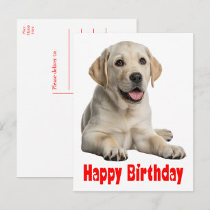 Carte Postale Labrador Retriever chiot labrador jaune Anniversai