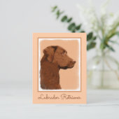 Carte Postale Labrador Retriever (Chocolat) Peinture - Chien Art (Debout devant)