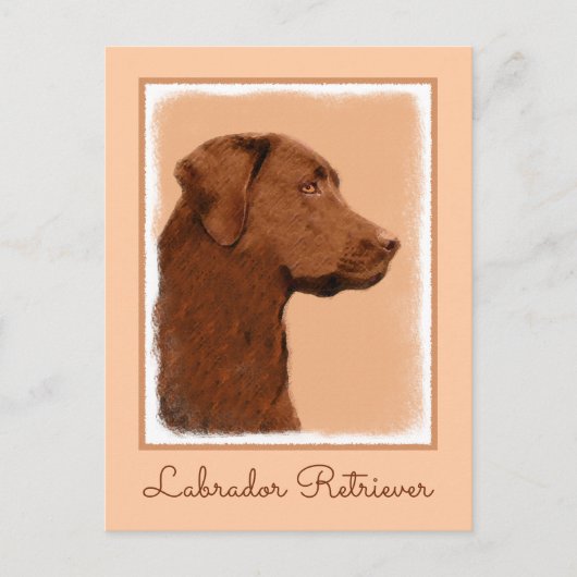 Carte Postale Labrador Retriever (Chocolat) Peinture - Chien Art (Devant)
