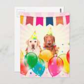 Carte Postale Labrador Retriever Dog Balloons Anniversaire (Devant / Derrière)