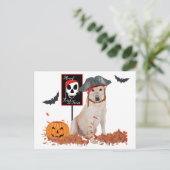 Carte Postale Labrador Retriever jaune Halloween (Debout devant)