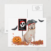 Carte Postale Labrador Retriever jaune Halloween (Devant / Derrière)