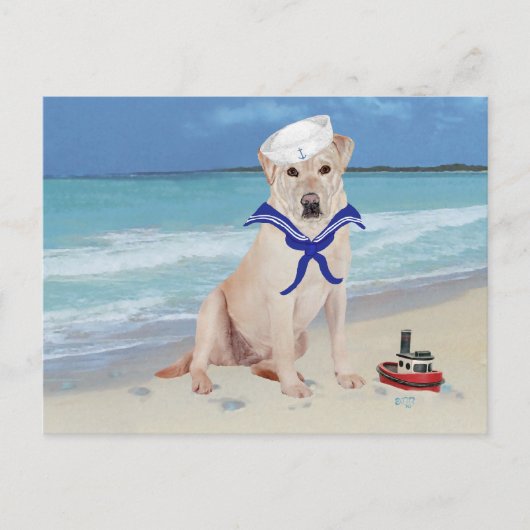 Carte Postale Labrador Retriever Jaune Marin (Devant)