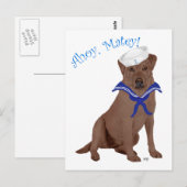 Carte Postale Labrador Retriever marron au chocolat (Devant / Derrière)