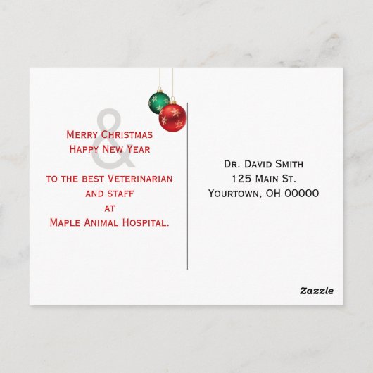 Carte Postale Labrador Retriever Noël pour vétérinaire (Dos)