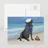 Carte Postale Labrador Retriever Noir Marin (Devant / Derrière)