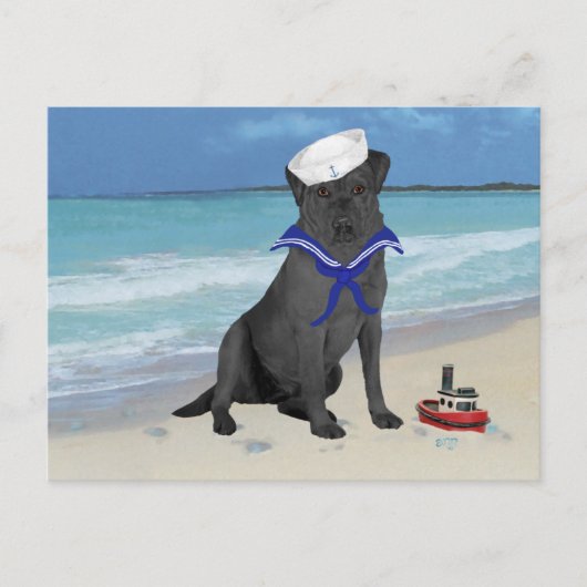 Carte Postale Labrador Retriever Noir Marin (Devant)