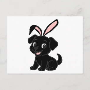 Carte Postale Labrador Retriever Pâques noir assis dessin animé