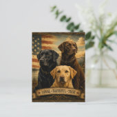 Carte Postale Labrador Retriever Rustic American Flag (Debout devant)