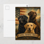 Carte Postale Labrador Retriever Rustic American Flag (Devant / Derrière)