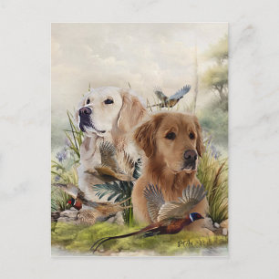 Carte Postale Labrador Retrivers avec faisan, Art