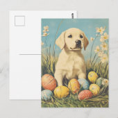 Carte Postale Labrador Vintage Pâques (Devant / Derrière)
