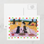 Carte Postale Labradors Automne Fun (point) (Devant / Derrière)