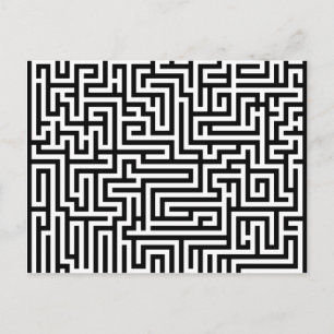 Carte Postale labyrinthe noir et blanc
