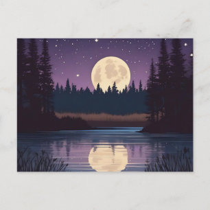 Carte Postale Lac au clair de lune nocturne