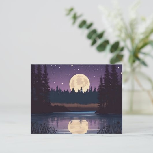 Carte Postale Lac au clair de lune nocturne (Debout devant)