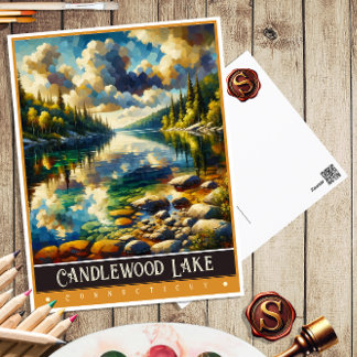 Carte Postale Lac Candlewood, Connecticut | Peinture Vintage