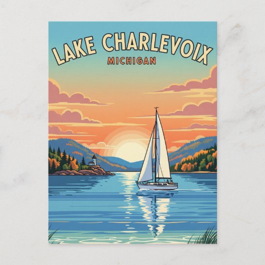 Carte Postale Lac Charlevoix Michigan Travel (Devant)