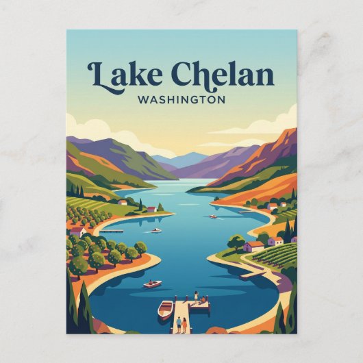 Carte Postale Lac Chelan États-Unis (Devant)