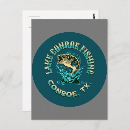 Carte Postale Lac Conroe Fishing, Conroe, TX (Devant / Derrière)