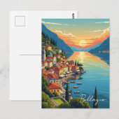 Carte Postale Lac de Côme Bellagio Italie Coucher de soleil (Devant / Derrière)