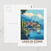 Carte Postale Lac de Côme Italie Lombardie Voyage Art Vintage (Devant / Derrière)