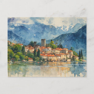 Carte Postale Lac de Côme Italie - Peinture à l'aquarelle éclabo