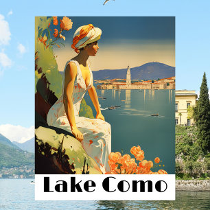 Carte Postale Lac de Côme Italie Voyage Vintage Romantique au bo
