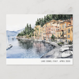 Carte Postale Lac de Côme Nord de l'Italie Aquarelle Voyage ital