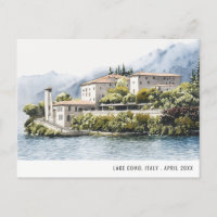 Lac de Côme Nord de l'Italie Aquarelle Voyage Ital