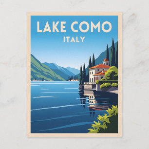 Carte Postale Lac de Côme Vintage voyage Retro Italie Paysage